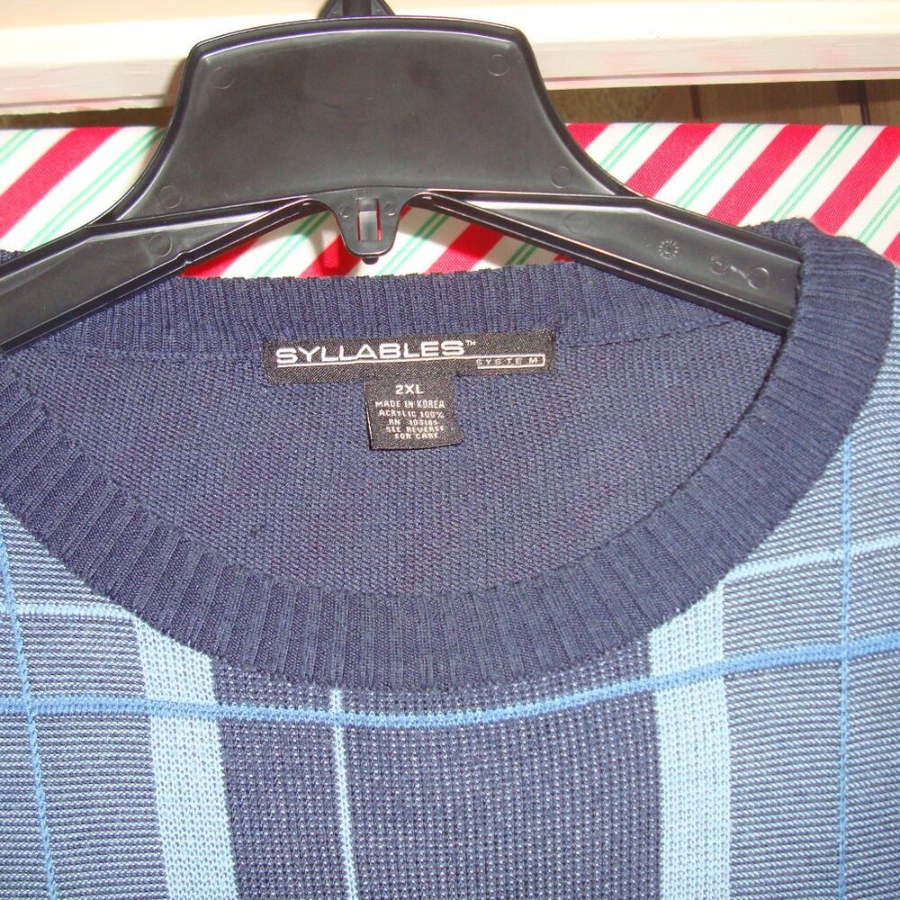 Syllables Men’s Patchwork Checkered Knit Sweater - image 2